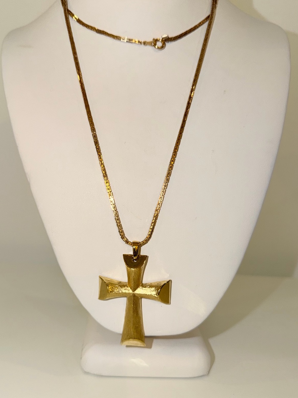 Avon Gold-Tone Cross Pendant Long Necklace